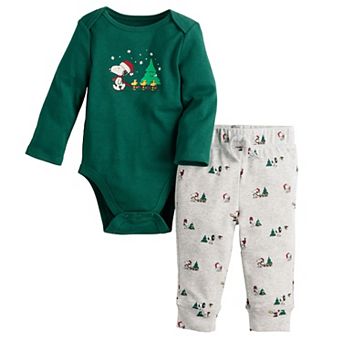 Baby Jumping Beans® Peanuts Snoopy & Christmas Tree Long Sleeve Bodysuit & Pants Set