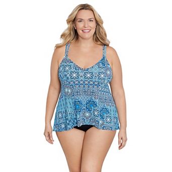 Plus Size Bal Harbour Princess Seam Fauxkini Swim Top