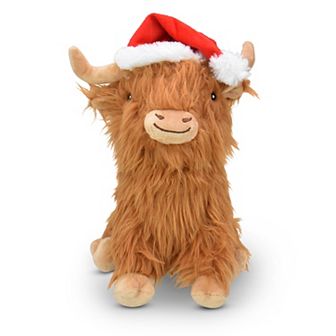Multipet 8" Highland Cow Santa Hat Dog Toy