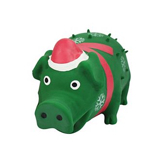 Multipet 8.25" Latex Grunting Holiday Pig Dog Toy