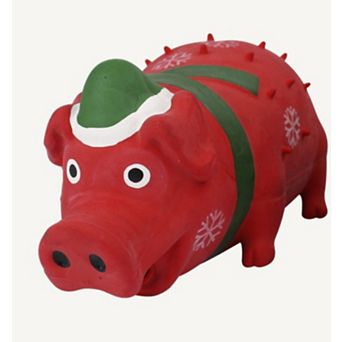 Multipet 8.25" Latex Grunting Holiday Pig Dog Toy
