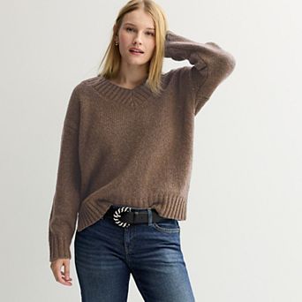 Juniors' Pink Republic V-Neck Pullover Sweater