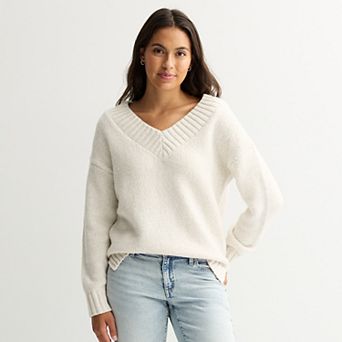 Juniors' Pink Republic V-Neck Pullover Sweater