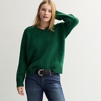 Juniors' Pink Republic V-Neck Pullover Sweater