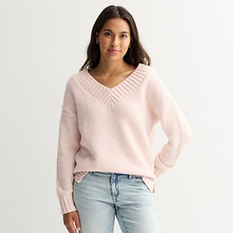 Juniors' Pink Republic V-Neck Pullover Sweater