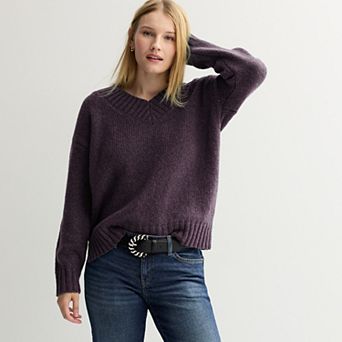 Juniors' Pink Republic V-Neck Pullover Sweater