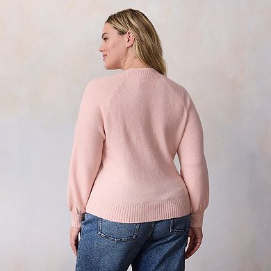 Plus Size LC Lauren Conrad "Merry & Bright" Balloon Sleeve Crewneck Sweater
