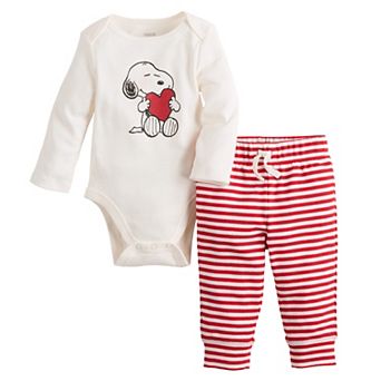 Baby Jumping Beans® Peanuts Long Sleeve Bodysuit & Striped Pant Set