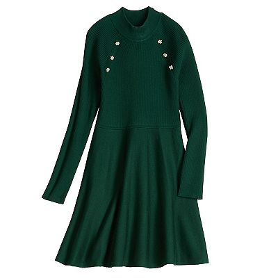 knit works dresses Girls 7-16 Knit Works Fit & Flare Long Sleeve Sweater Dress With Jewel  Buttons
