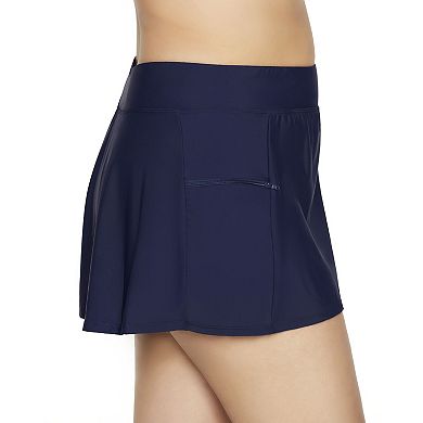 Plus Size Bal Harbour Swim Skort with Side Zipper Pocket