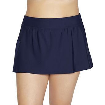 Plus Size Bal Harbour Swim Skort with Side Zipper Pocket
