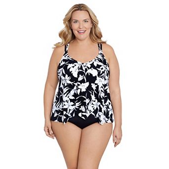 Plus Size Bal Harbour Handkerchief Fauxkini Swim One-Piece