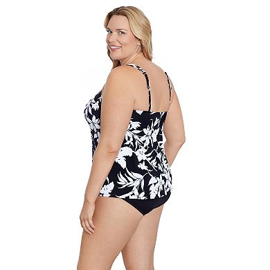 Plus Size Bal Harbour Handkerchief Fauxkini Swim One-Piece