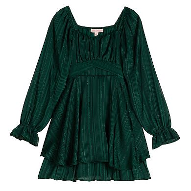 Girls 8-14 Inspired Hearts Crossover Waist Long Sleeve Dress