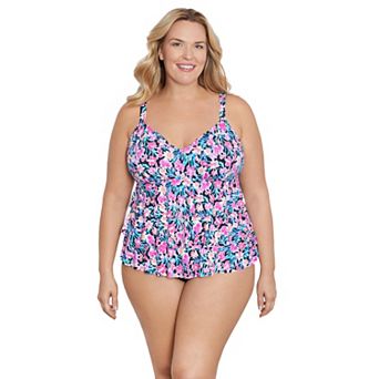Plus Size Bal Harbour Triple Tier Fauxkini Swim Top