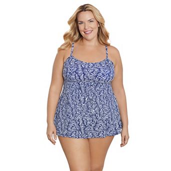 Plus Size Bal Harbour Swimdress with Adjustable Straps and Tummy Control