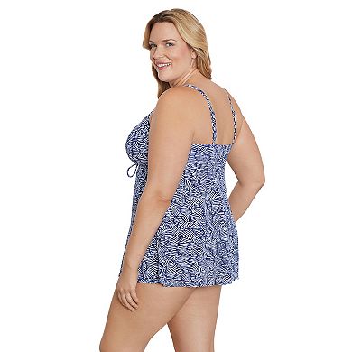 Plus Size Bal Harbour Swimdress with Adjustable Straps and Tummy Control