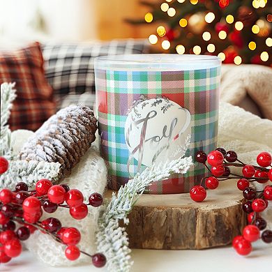 Sonoma Goods For Life Winter Berry & Spruce Plaid Decal Candle