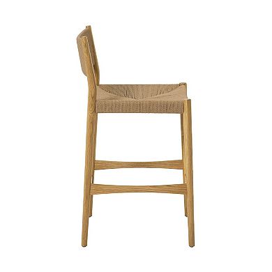Rie Barstool Chair, Danish Inspired Panel Backrest, Woven Paper Cord