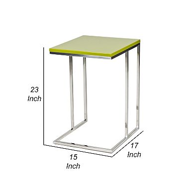 Zen Side Table, Rectangular Tray Top, C Shape Chrome Frame