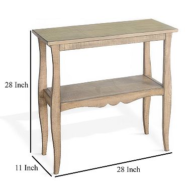 Rena Side End Table, Scallop Trim, Mahogany Wood