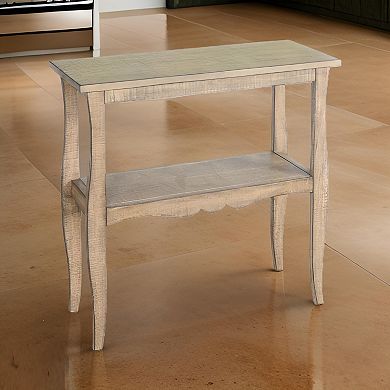 Rena Side End Table, Scallop Trim, Mahogany Wood