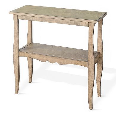 Rena Side End Table, Scallop Trim, Mahogany Wood