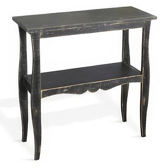 Rena Side End Table, Scallop Trim, Mahogany Wood