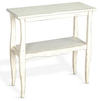 Rena Side End Table, Scallop Trim, Mahogany Wood