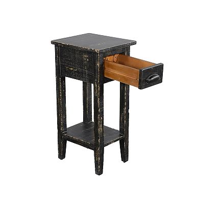 Rena Chairside Table w Drawer and Shelf, Mahogany Wood