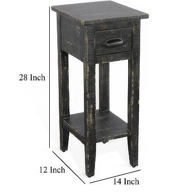 Rena Chairside Table w Drawer and Shelf, Mahogany Wood