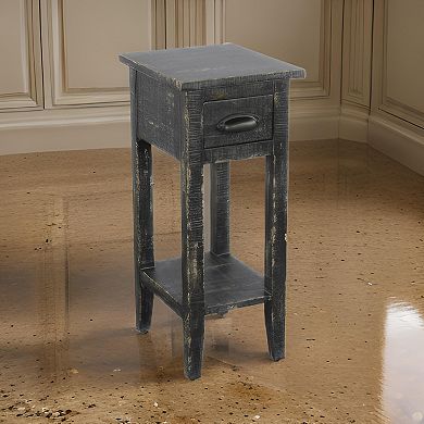 Rena Chairside Table w Drawer and Shelf, Mahogany Wood