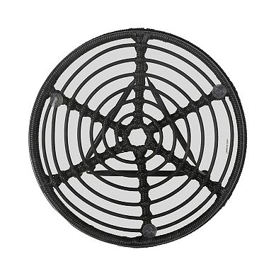 Tee Outdoor Side End Table, Rattan Weave with Glass Top