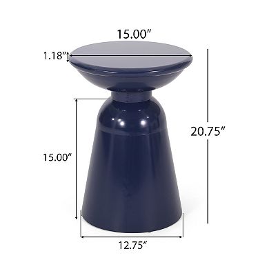 Suma Outdoor End Table, Round Top, Pedestal Base, Iron