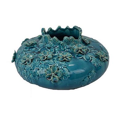 Remi Flower Vase, Decorative Ceramic w Floral Motifs