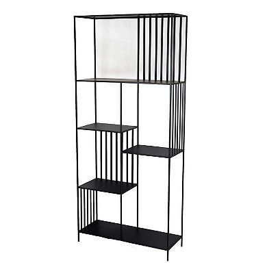 Tandum Plant Display Stand, Black Metal 6 Shelves, Modern 71 Inch