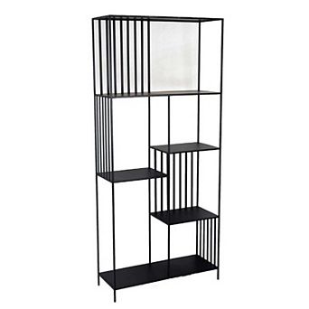 Tandum Plant Display Stand, Black Metal 6 Shelves, Modern 71 Inch