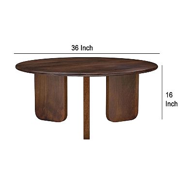 Novo Side End Table, Three Panel Legs, Mango Wood