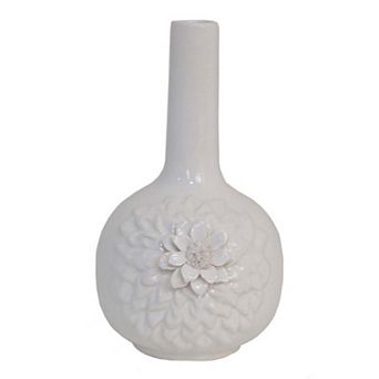 Remi Flower Vase, Narrow Neck, Ceramic w Floral Motifs