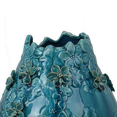 Remi Flower Vase, Decorative Ceramic w Floral Motifs
