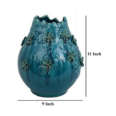 Remi Flower Vase, Decorative Ceramic w Floral Motifs