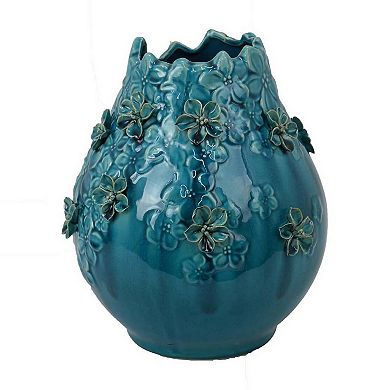 Remi Flower Vase, Decorative Ceramic w Floral Motifs