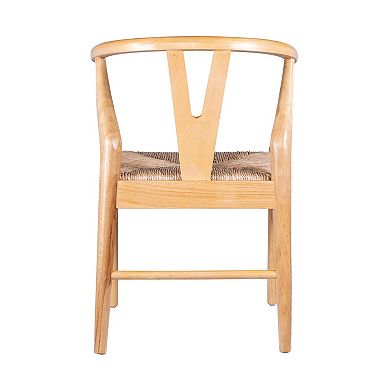 Cera Dining Chair Set of 2, Handwoven Rope Seat, Wood