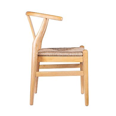 Cera Dining Chair Set of 2, Handwoven Rope Seat, Wood