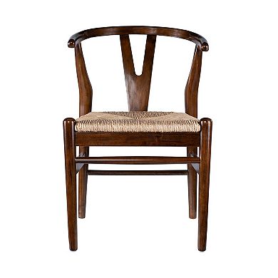 Cera Dining Chair Set of 2, Handwoven Rope Seat, Wood
