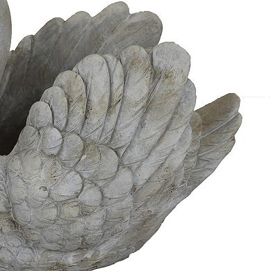 Jina Planter with Swan Sculpted Details, Gray Terracotta 10 Inch