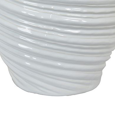 Avery Round Modern Vase, Spiral Turned Design, Ceramic