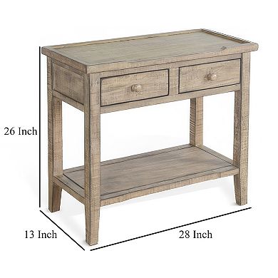 Rena Side End Table, 2 Drawers 1 Shelf, Mahogany