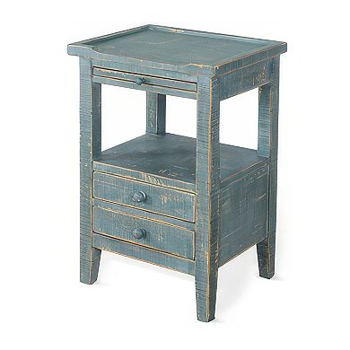 Rena Side End Table, 2 Drawers, Pull-Out Tray, Mahogany