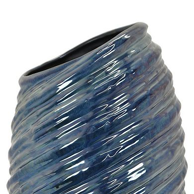 Avery Tall Modern Vase, Angled Spiral Design, Ceramic